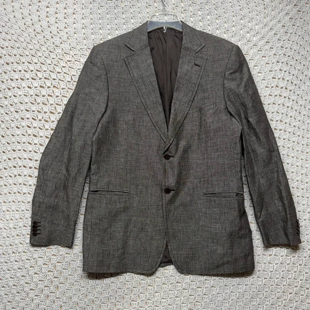 Ermenegildo Zegna Linen Sport Coat Blazer Mens 54R Brown Business 2 Button